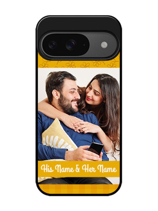 Custom Google Pixel 9 5G Custom Glass Phone Case - Yellow Floral Design