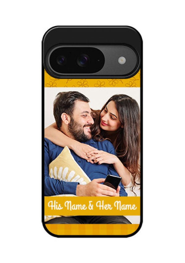 Google Pixel 9 5G Custom Glass Phone Case - Yellow Floral Design
