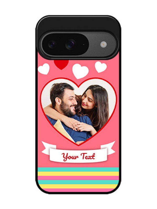 Custom Google Pixel 9 5G Custom Glass Phone Case - Love Shapes Doodle Design