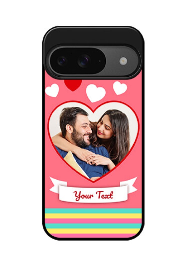 Google Pixel 9 5G Custom Glass Phone Case - Love Shapes Doodle Design