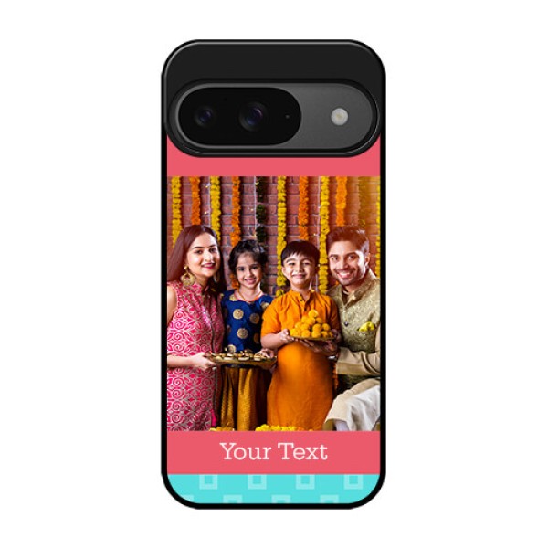 Google Pixel 9 5G Custom Glass Phone Case - Peach and Blue Color Design