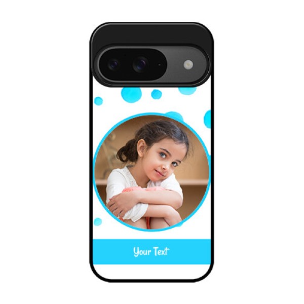 Google Pixel 9 5G Custom Glass Phone Case - Blue Bubbles Pattern Design