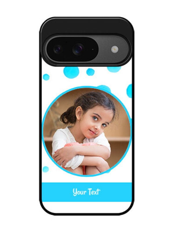 Custom Google Pixel 9 5G Custom Glass Phone Case - Blue Bubbles Pattern Design