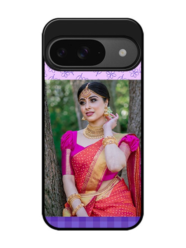 Custom Google Pixel 9 5G Custom Glass Phone Case - Purple Floral Design