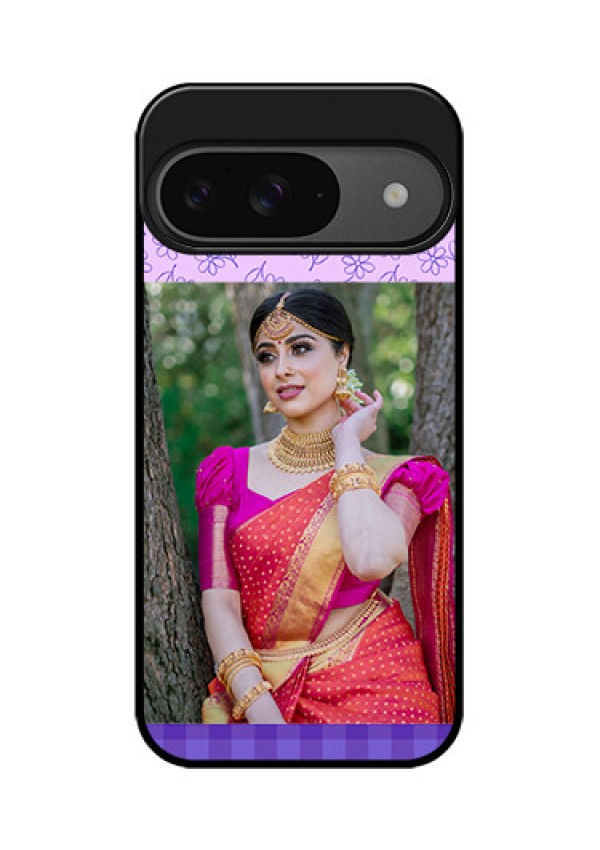 Google Pixel 9 5G Custom Glass Phone Case - Purple Floral Design