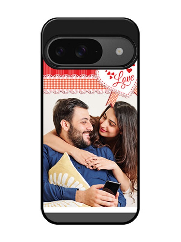 Custom Google Pixel 9 5G Custom Glass Phone Case - Red Love Pattern Design
