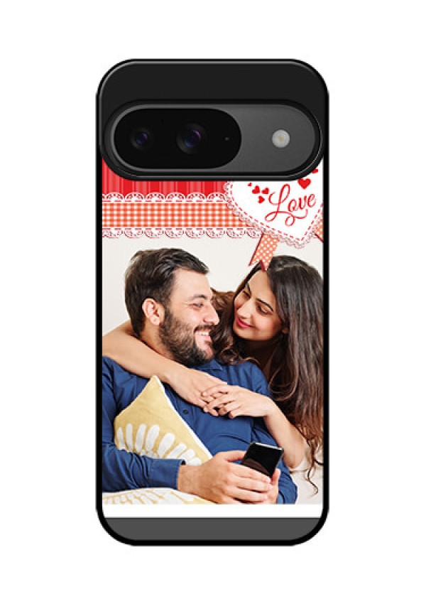 Google Pixel 9 5G Custom Glass Phone Case - Red Love Pattern Design