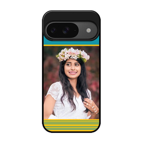 Google Pixel 9 5G Custom Glass Phone Case - Yellow and Blue Design
