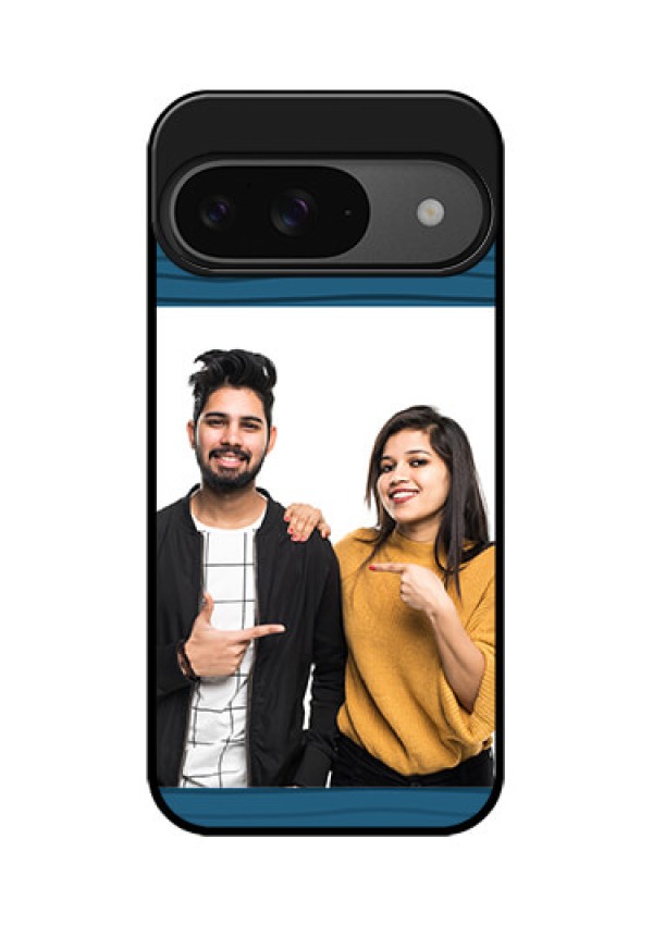 Google Pixel 9 5G Custom Glass Phone Case - Blue Pattern Cover Design