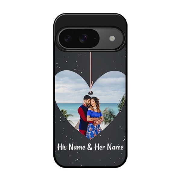 Google Pixel 9 5G Custom Glass Phone Case - Hanging Heart Design