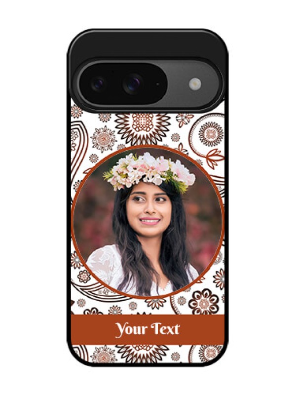 Custom Google Pixel 9 5G Custom Glass Phone Case - Abstract Flower Design