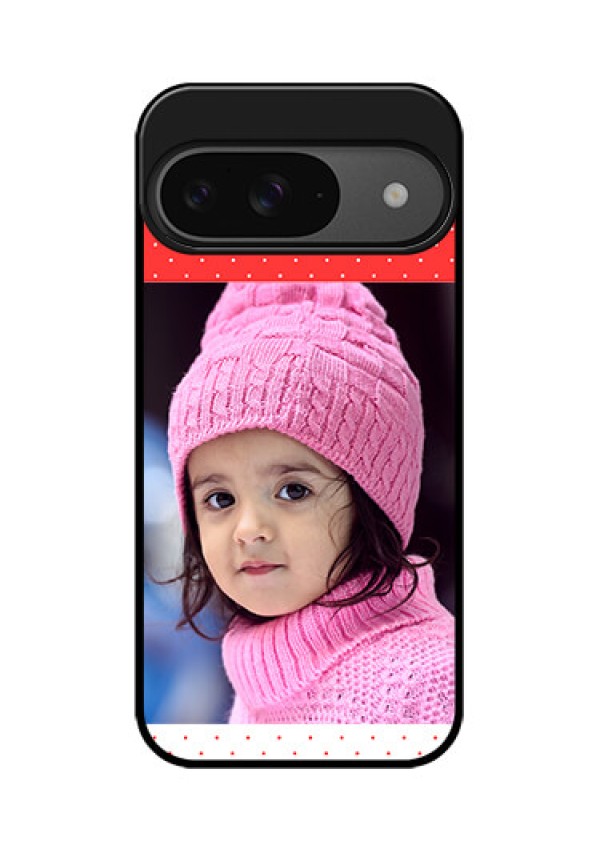 Google Pixel 9 5G Custom Glass Phone Case - Red Pattern Design