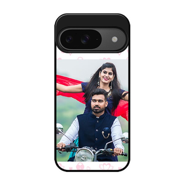 Google Pixel 9 5G Custom Glass Phone Case - Pink Flying Heart Design
