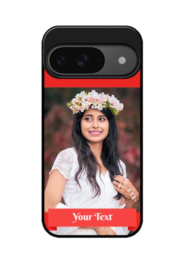 Google Pixel 9 5G Custom Glass Phone Case - Simple Red Color Design