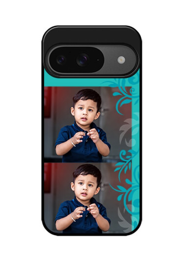 Google Pixel 9 5G Custom Glass Phone Case - With Photo And Green Floral Design