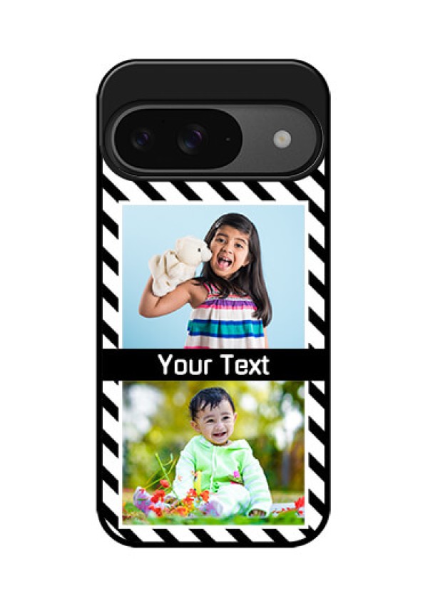 Google Pixel 9 5G Custom Glass Phone Case - Black And White Stripes Design