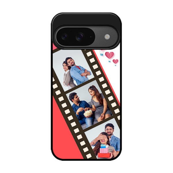 Google Pixel 9 5G Custom Glass Phone Case - 3 Image Holder With Film Reel