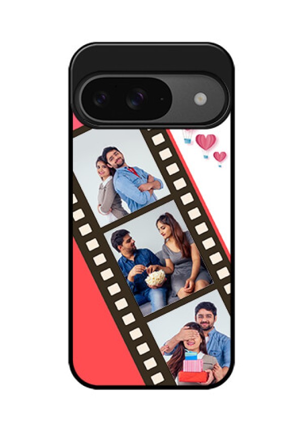 Google Pixel 9 5G Custom Glass Phone Case - 3 Image Holder With Film Reel