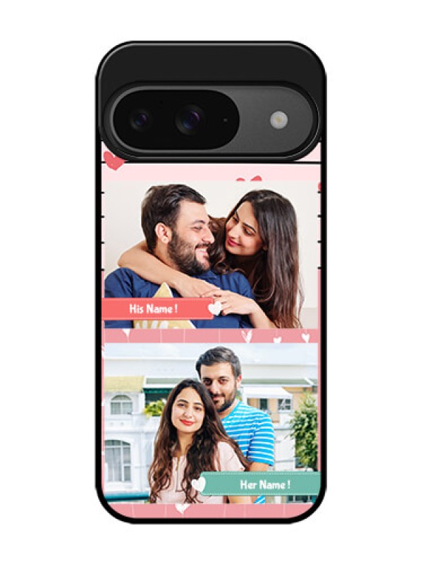 Custom Google Pixel 9 5G Custom Glass Phone Case - Photo With Heart Design