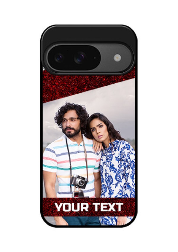 Google Pixel 9 5G Custom Glass Phone Case - Image Holder With Glitter Strip Design