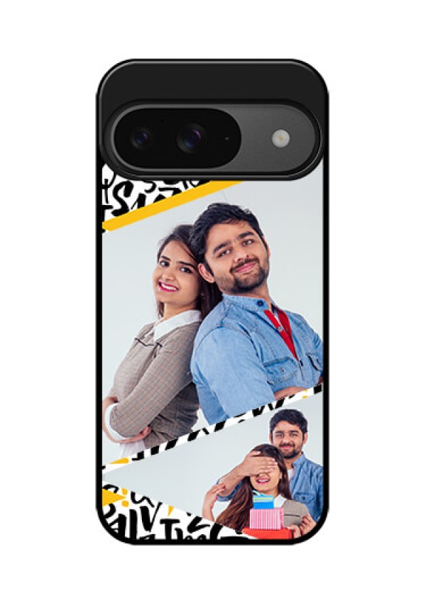 Google Pixel 9 5G Custom Glass Phone Case - Letters Pattern Design