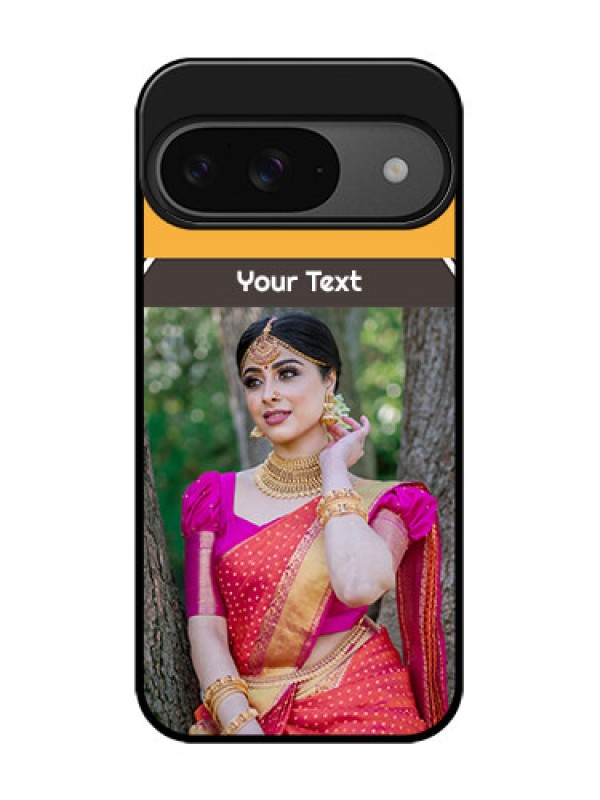 Custom Google Pixel 9 5G Custom Glass Phone Case - With Family Picture And Icons