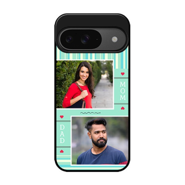 Google Pixel 9 5G Custom Glass Phone Case - Mom and Dad Pic Design