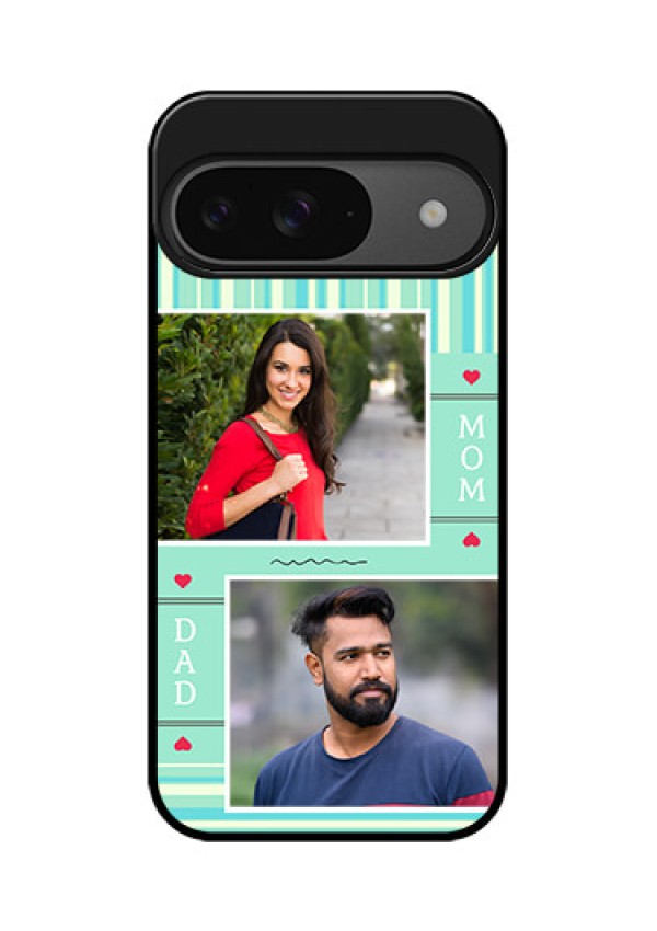 Google Pixel 9 5G Custom Glass Phone Case - Mom and Dad Pic Design