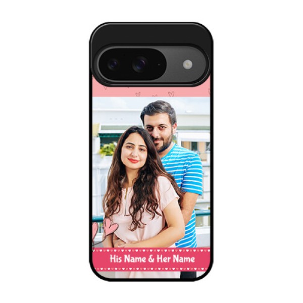 Google Pixel 9 5G Custom Glass Phone Case - Love Design Peach Color