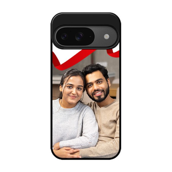 Google Pixel 9 5G Custom Glass Phone Case - Red Ribbon Frame Design