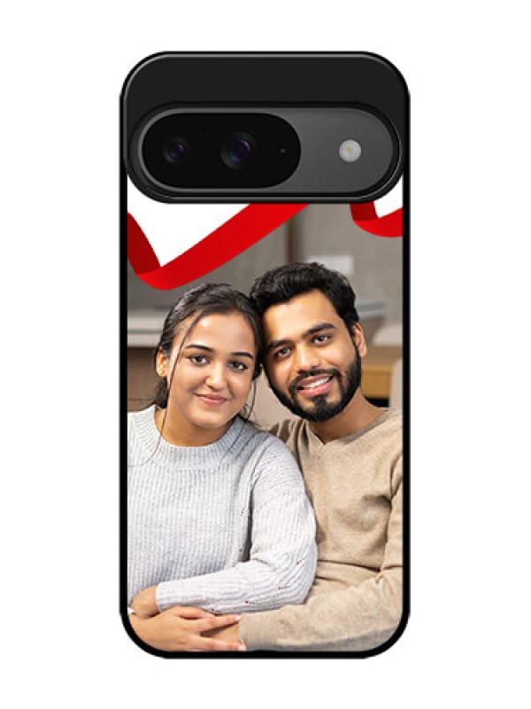 Custom Google Pixel 9 5G Custom Glass Phone Case - Red Ribbon Frame Design