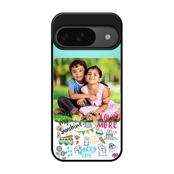 Google Pixel 9 5G Custom Glass Phone Case - Doodle Love Design