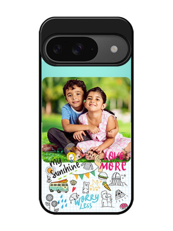 Custom Google Pixel 9 5G Custom Glass Phone Case - Doodle Love Design
