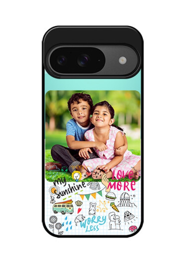 Google Pixel 9 5G Custom Glass Phone Case - Doodle Love Design