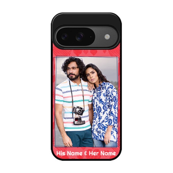 Google Pixel 9 5G Custom Glass Phone Case - With Red Heart Symbols Design