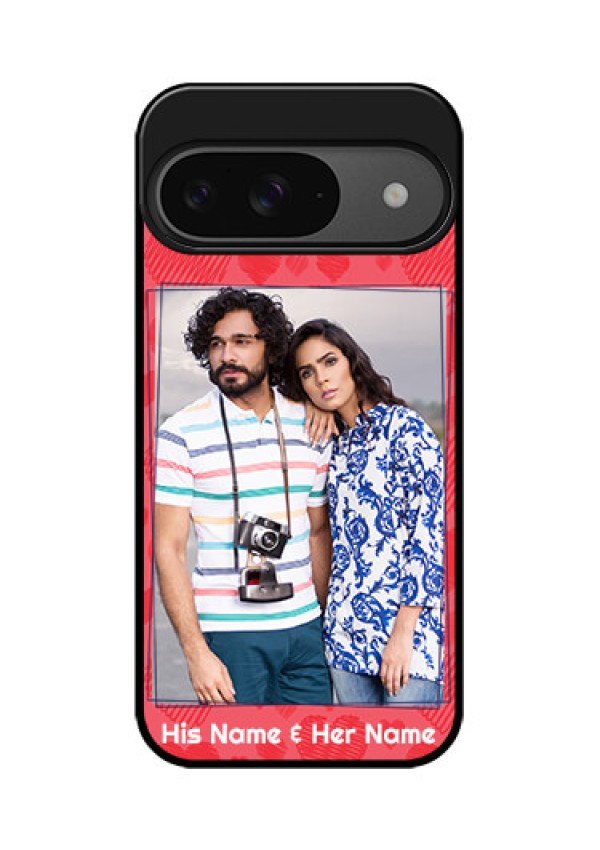 Google Pixel 9 5G Custom Glass Phone Case - With Red Heart Symbols Design