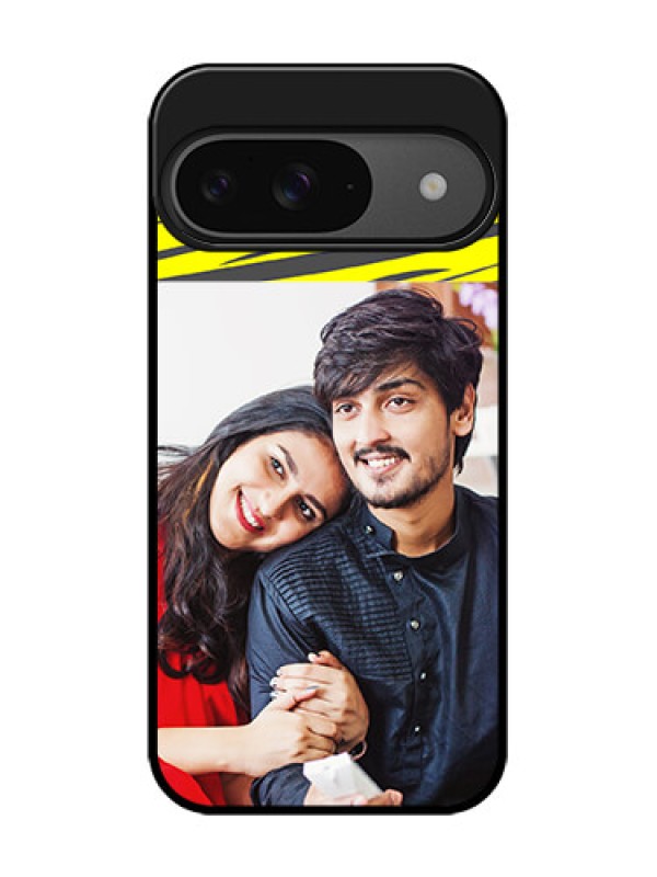 Custom Google Pixel 9 5G Custom Glass Phone Case - Yellow Abstract Design