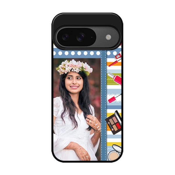 Google Pixel 9 5G Custom Glass Phone Case - Makeup Icons Design