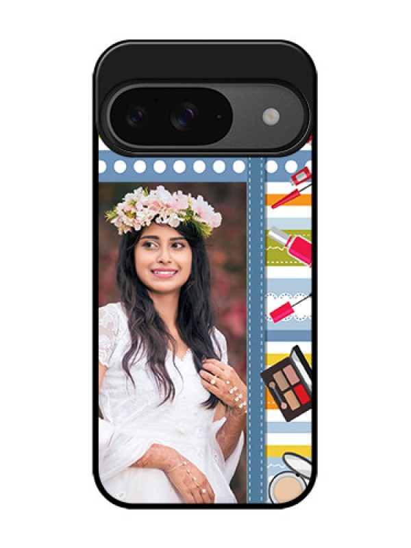 Custom Google Pixel 9 5G Custom Glass Phone Case - Makeup Icons Design