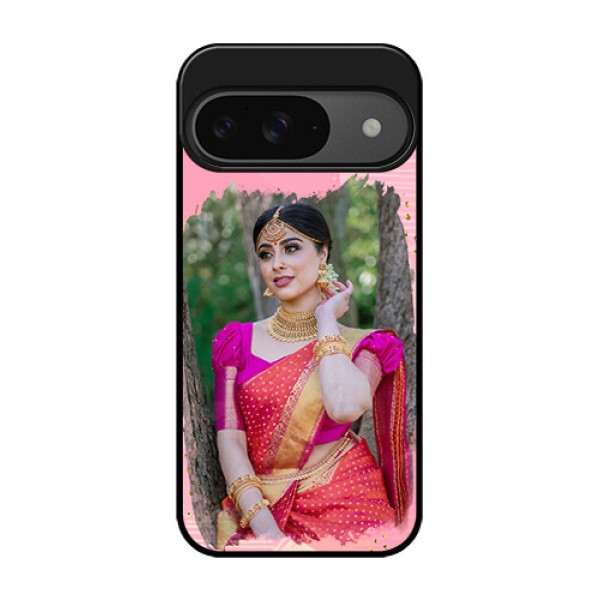 Google Pixel 9 5G Custom Glass Phone Case - Gold Glitter Splash Design