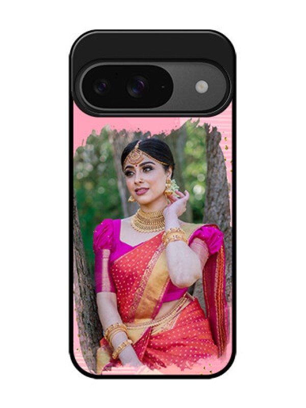 Custom Google Pixel 9 5G Custom Glass Phone Case - Gold Glitter Splash Design