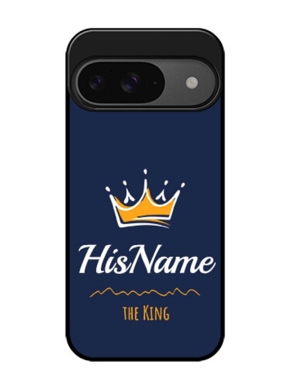 Custom Google Pixel 9 5G Custom Glass Phone Case - King With Name Design