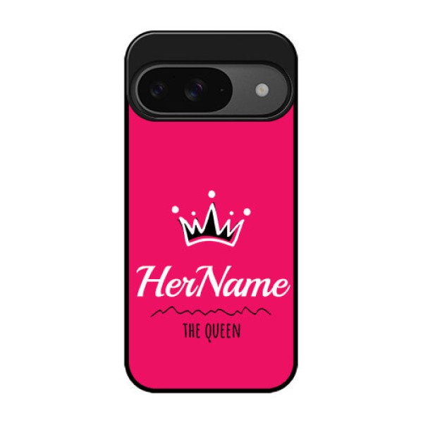 Google Pixel 9 5G Custom Glass Phone Case - Queen With Name Design