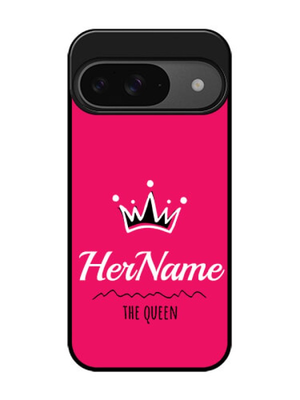 Custom Google Pixel 9 5G Custom Glass Phone Case - Queen With Name Design