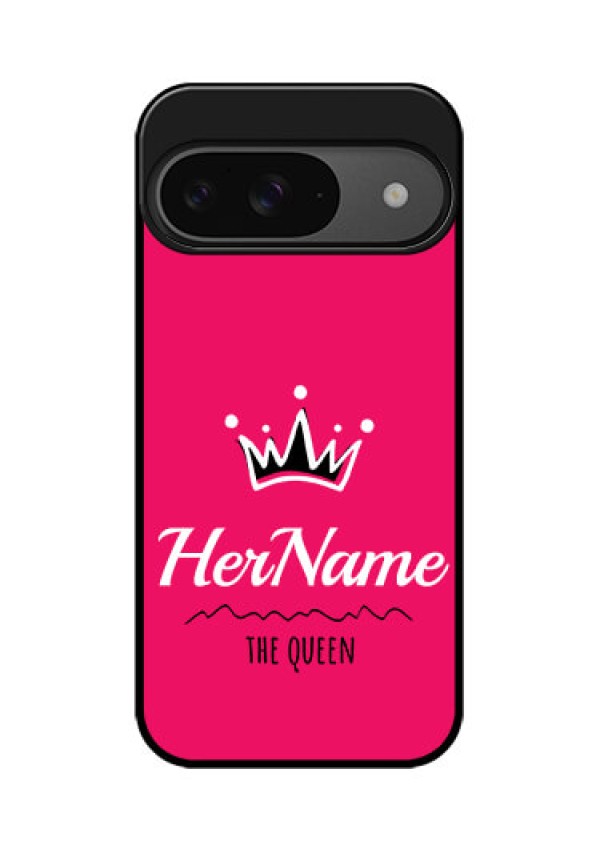 Google Pixel 9 5G Custom Glass Phone Case - Queen With Name Design