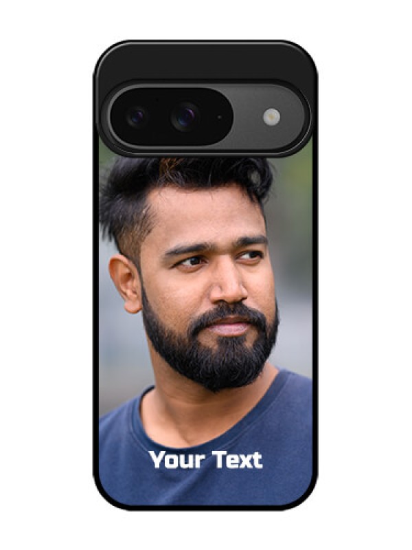 Custom Google Pixel 9 5G Custom Glass Phone Case - Photo With Text Design