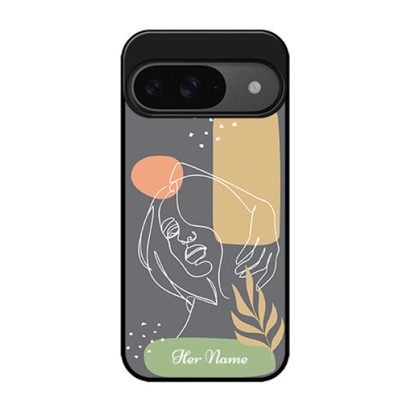 Google Pixel 9 5G Custom Glass Phone Case - Gazing Woman Line Art Design
