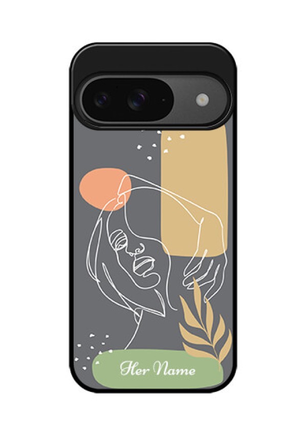 Google Pixel 9 5G Custom Glass Phone Case - Gazing Woman Line Art Design