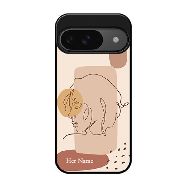 Google Pixel 9 5G Custom Glass Phone Case - Calm Woman Line Art Design