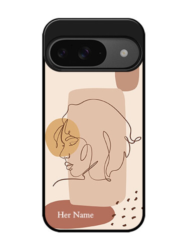 Custom Google Pixel 9 5G Custom Glass Phone Case - Calm Woman Line Art Design